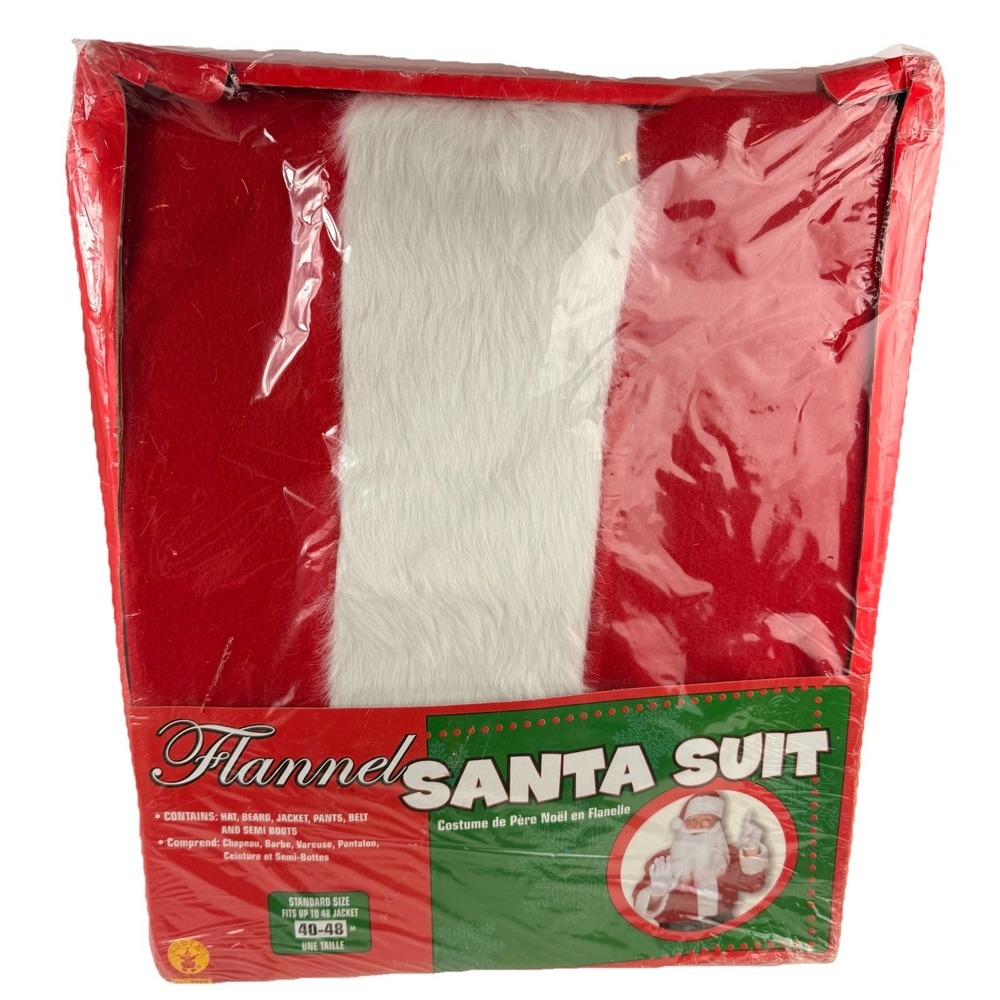 Vintage Rubie's Santa Clause Suit Complete Costume Beard 40-48 Halloween Cosplay